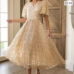 Ivy City Co Gold Sequin Dress
